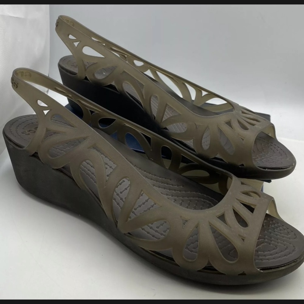 Womens Croc Wedge Heel Brown Size 11